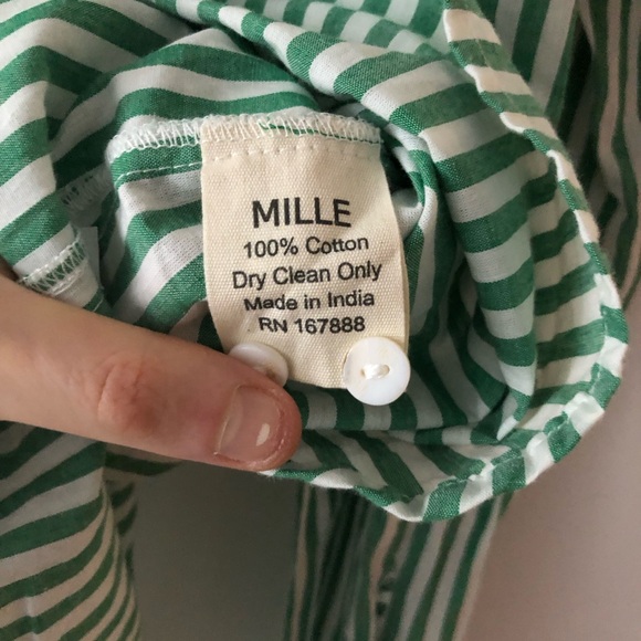 Mille Florian Top Blouse in Kelly Stripe Green White Size XL Button Up - Picture 9 of 16